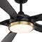 Vaxcel Cary, 56 in, Black/Satin Brass Ceiling Fan, Black Blades, LED, Remote, DC Motor F0146 - alternate 2