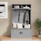 Flash Furniture Fraser 40" Wide Hall Tree with Double Door Storage Bench, Coat Rack with 4 Black Double Hooks, and 2 Upper Storage Cubbies in Gray NAN-FY-HY-HT04-GRY-GG - alternate 1