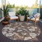 Homeroots 8' Brown And Beige Round Floral Washable Indoor Outdoor Area Rug 599870 - alternate 2