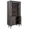 Homeroots 70" Gray Distressed Solid Wood Three Tier Bookcase with Two Doors 488873 - alternate 2