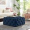 Homeroots 33" Navy Blue Velvet Rolling Tufted Cocktail Ottoman 568051 - alternate 2