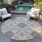 Homeroots 8' Ivory Brown And Green Round Oriental Washable Indoor Outdoor Area Rug 597694 - alternate 2