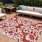 Homeroots 9' X 12' Red And Ivory Damask Washable Indoor Outdoor Area Rug 614459 - alternate 1