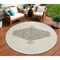 Homeroots 8' Ivory Beige And Gray Round Oriental Washable Indoor Outdoor Area Rug 598204 - alternate 1