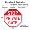 Signmission Stop Private Gate, 10 Inch X 10 Inch, Aluminum Metal Signs OC-A-10-131 - alternate 2