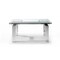 Homeroots 63" Clear and Silver Glass and Stainless Steel Self-Storing Leaf Dining Table 320769 - alternate 2