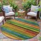 Homeroots 8' Green Teal Blue And Copper Round Striped Washable Indoor Outdoor Area Rug 631211 - alternate 2