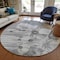 Homeroots 8' Gray Charcoal And Silver Round Floral Washable Indoor Outdoor Area Rug 582754 - alternate 2