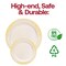 Smarty Had A Party 10.25" Ivory with Gold Harmony Rim Plastic Dinner Plates (120 plates), 120PK 640G-CASE - alternate 3