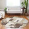 Homeroots 8' Brown Ivory And Taupe Round Geometric Washable Indoor Outdoor Area Rug 613201 - alternate 2