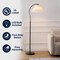 Jonathan Y Devon 60.5" Modern Glam Metal Arc LED Floor Lamp with Pleated Shade, Black/White JYL1148B - alternate 2