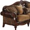 Homeroots 37" Brown Faux Leather and Chenille Sofa And Toss Pillows With Dark Brown Legs 348631 - alternate 2