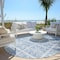 Homeroots 8' Sky Blue And Denim Blue Round Medallion Washable Indoor Outdoor Area Rug 589346 - alternate 2