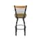 Holland Bar Stool Co Eleanor 30in Swivel Bar Stool with Pewter Finish, Medium Back and Canter Saddle Seat 880 - alternate 2