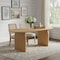 Homeroots 79" Natural Solid Wood Double Pedestal Base Oval Dining Table 712154 - alternate 2
