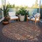 Homeroots 8' Round Red and Dark Blue Round Floral Washable Non Skid Indoor Outdoor Area Rug 564370 - alternate 2