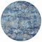 Homeroots 8' Navy Blue And Denim Blue Round Striped Washable Indoor Outdoor Area Rug 609560 - alternate 2