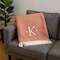 Homeroots 55" X 70" Terra Cotta White Herringbone Cotton Blend K Initial Throw Blanket w/ Tassels Embroidery 680600 - alternate 3