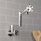 Kingston Brass Wall Mount Pot Filler Faucet with Knurled Handle, Brushed Nickel KS4108RKX - alternate 2