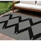 Homeroots 10' X 14' Black And Ivory Geometric Washable Indoor Outdoor Area Rug 598537 - alternate 1