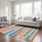 Homeroots 10' X 14' Orange Teal Blue And Salmon Striped Washable Indoor Outdoor Area Rug 613313 - alternate 2