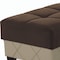 Homeroots 48" Brown and Cream Faux Leather And Microfiber Tufted Storage Ottoman 608926 - alternate 2