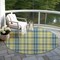 Homeroots 8' Yellow Blue And Ivory Round Plaid Washable Indoor Outdoor Area Rug 597137 - alternate 2