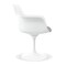 Homeroots White Heavy Duty Plastic Swivel Dining Arm Chair With Gray Faux Leather Cushion 520276 - alternate 2