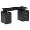 Homeroots 57" Black Wood and Stainless Steel Computer Desk With Three Drawers 723771 - alternate 2