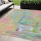 Homeroots 5' X 8' Pink Key Lime And Sky Blue Abstract Washable Indoor Outdoor Area Rug 609215 - alternate 1