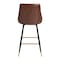 Homeroots Set of Two 26" Brown and Black and Gold Faux Leather and Metal Counter Height Swivel Bar Chairs 568249 - alternate 3