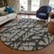 Homeroots 8' Round Gray and Black Round Abstract Washable Non Skid Indoor Outdoor Area Rug 559276 - alternate 2