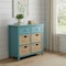 Homeroots 30in Teal Wood And Water Hyacinth Accent Cabinet With Six Drawers 286668 - alternate 3