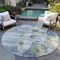 Homeroots 8' Denim Blue And Sky Blue Round Floral Washable Indoor Outdoor Area Rug 582748 - alternate 2