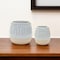 Homeroots Set of Two Beige and White Ribbed Round Porcelain Table Vase, 2PK 516252 - alternate 2