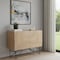 Homeroots 44in Natural and Black Solid Wood and Metal Carved Geometric Accent Cabinet With Two Doors 611066 - alternate 2