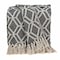Homeroots Grey and Beige Handloom Geometric Woven Throw Blanket 476210 - alternate 1