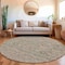 Homeroots 8' Pewter Round Floral Washable Indoor Outdoor Area Rug 607352 - alternate 2