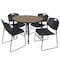 Regency Round Kee Adjustable Classroom Table W/ 4 Zeng Stack Chairs, 36 in W, 36 in L, Noble Oak TB36RNDNOAPBK44BK - alternate 1