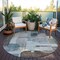 Homeroots 8' Teal Blue Gray And Charcoal Round Abstract Washable Indoor Outdoor Area Rug 604386 - alternate 2