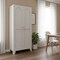 Homeroots 61in White Stainless Steel Pantry Or Storage Closet With Arched Panel Doors 683402 - alternate 2