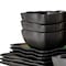 Homeroots Green and Black Sixteen Piece Square Abstract Ceramic Service For Four Dinnerware Set 534531 - alternate 2