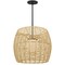 Homeroots Natural And Black Rattan And Metal LED Dimmable Barrel Outdoor Hanging Pendent Light 683475 - alternate 1