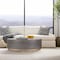 Homeroots 28" Gray And Brass Concrete And Brass Oval Coffee Table 520637 - alternate 2