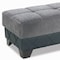Homeroots 48" Gray and Brown Chenille And Faux Leather Tufted Storage Ottoman 608927 - alternate 3