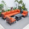 Leisuremod Hamilton 7-Piece Aluminum Patio Conversation Set with Fire Pit Table And Cushions, Orange HSFBL-7OR - alternate 2