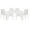 Leisuremod Mace Mid-Century 7-Piece Rectangular Outdoor Dining Set with 4 Side Chairs and 2 Armchairs, White MT55MC194A2W - alternate 1