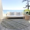 Homeroots 8' Pewter And Green Round Striped Washable Indoor Outdoor Area Rug 605701 - alternate 2