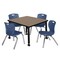 Regency Square Kee Mobile Adjustable Classroom Table W/ 4 Andy Chairs, 30 in W, 30 in L, Noble Oak TB3030NOAPCBK45NV - alternate 1