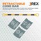 Jrex Safety Retractable Cone Bar Yellow/White, 53 in to 84 in Length CBY-JR-53/84-1 - alternate 2